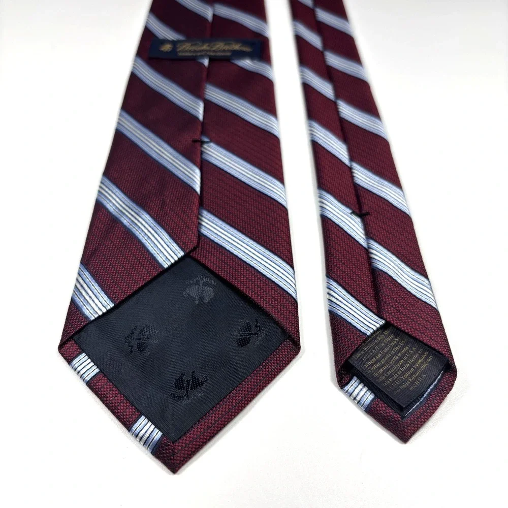Brooks Brothers Makers & Merchants Mens Tie Red White Blue Striped Repp Silk